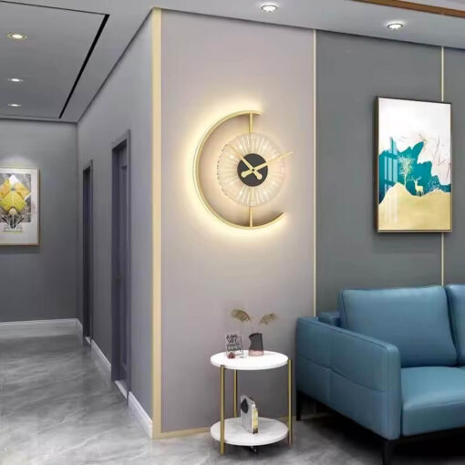 LED Väggklocka med Belysning – 40 cm Rund Design i Metall - Bild 2